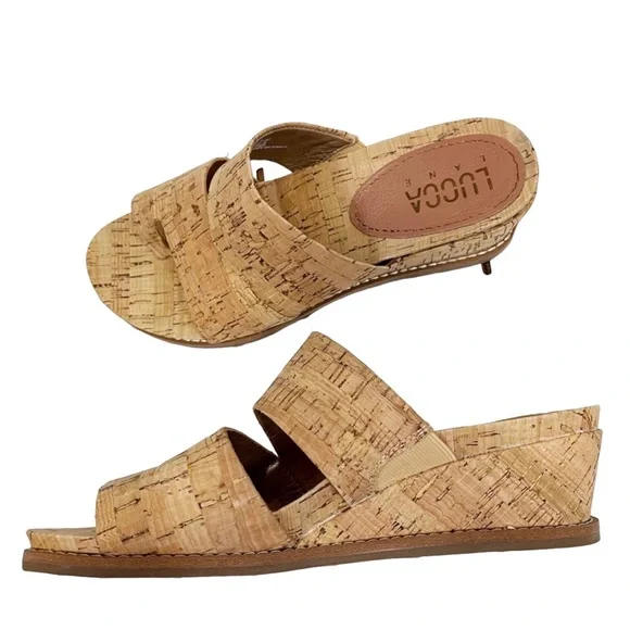 Luca Lane Whitley Cork Toe Loop Wedge Sandals size 9M